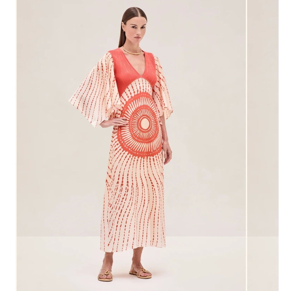 Alexis Matani Dress Titan Red Maxi V Neck Sleeveless Womens‎ Size S